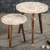 Heritage Solid Wood Round Nested End Table in Paper Finish - Set of 2
