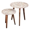 Heritage Solid Wood Round Nested End Table in Paper Finish - Set of 2
