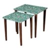 Heritageazure Solid Wood Rectangular Nested End Table in Paper Finish - Set of 2