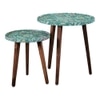 Heritageazure Solid Wood Round Nested End Table in Paper Finish - Set of 2