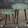 Heritageazure Solid Wood Round Nested End Table in Paper Finish - Set of 2