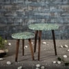 Heritageazure Solid Wood Round Nested End Table in Paper Finish - Set of 2