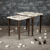 Pakshi Solid Wood Rectangular Nested End Table in Paper Finish - Set of 2
