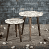 Pakshi Solid Wood Round Nested End Table in Paper Finish - Set of 2