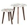 Pakshi Solid Wood Round Nested End Table in Paper Finish - Set of 2