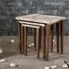 Palmbronze Solid Wood Triangle Nested End Table in Paper Finish - Set of 3