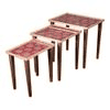 Peach Floral Motifs Solid Wood Nested End Table - Set of 3