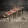 Peach Floral Motifs Solid Wood Nested End Table - Set of 3
