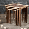 Peach Floral Motifs Solid Wood Nested End Table - Set of 3