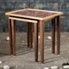 Peach Solid Wood Side Table in Pink Finish - Set of 2