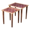 Peach Solid Wood Side Table in Pink Finish - Set of 2
