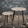Boston Solid Wood Round Nested End Table in Paper Finish - Set of 2