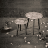 Boston Solid Wood Round Nested End Table in Paper Finish - Set of 2