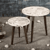 Blossom Solid Wood Round Nested End Table in Paper Finish - Set of 2