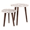 Blossom Solid Wood Round Nested End Table in Paper Finish - Set of 2