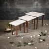 Leherein Solid Wood Side Table in White Finish - Set of 3