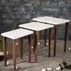 Leherein Solid Wood Side Table in White Finish - Set of 3
