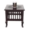 Mango Wood Walnut Finish Handmade Carving Classic Side Table for Living Room