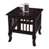 Mango Wood Walnut Finish Handmade Carving Classic Side Table for Living Room