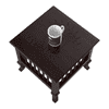 Mango Wood Walnut Finish Handmade Carving Classic Side Table for Living Room