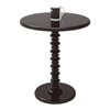 Round Wooden Spindle Side Table for Living Room with Pedestal End Table (Walnut Finish)