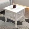 Mango Wood Walnut Finish Handmade Carving Classic Side Table for Living Room
