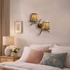 Devansh Metal Electric Wall Light in Gold Colour with Beige Shade Count of 2 Lights