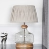 Tuscan Glass and Wood Table Lamp With Natural Linen Shade