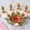 Peacock Tealight Set Of 5 In Gold Colour