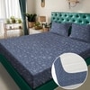 Blue Abstract 180 TC Fitted 1 King  Bedsheet with 2 Pillow Covers
