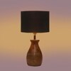 Devansh Black Cotton Table Lamp With  Wood Natural Base (7X13 Inches)-3
