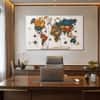 The Castle Decor World Map Wall Art Design 8 Wooden Framed 27x48 Inch