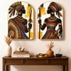 African Tribal Warrior Wall Art Painting Set of 2 with Gold Frame 16 x 24 Inch