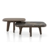 Alba Square Cluster Black Marquina Marble & Solid Wood Coffee Table In Danish Walnut Finish