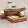 Yashvi Solid Wood Kng Size Hydrulic Storage Bed In Honey Oak Finish Brown 72x78 inch