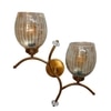 Devansh Metal Electric Wall Light in Gold Colour with Lavender Shade Count of 2 Lights
