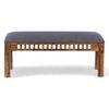 Milford Sheesham Wood Accent 3 Seater Bench In Anchor Grey Fabric