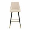 Doe Buck Upholstered Counter Height Bar Stool in Beige Colour with Gold Accents
