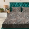 Brown Floral 180 TC Fitted 1 King  Bedsheet with 2 Pillow Covers
