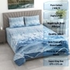 Blue Digital Print 400 Tc  Cotton Flat  Super King Size Bedsheet With 2 Pillow Cover