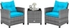 Carry Bird Wicker Patio Furniture Outdoor Balcony Chairs In Grey And Sky Blue Colour