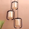Eliante 3-Light Pendant Hanging Light In Champaign Finish, Mild Steel And Wood With Glass Shade