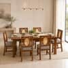 Globally Indian Bastien Solid Sheesham Wood 6 Seater Dining Table Set 6 Chairs Grey