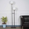 Moonlight 2 Light Floor Lamp In Black Finish With Opal Glass Diffuser