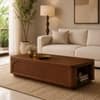 Rothwell Sheesham Wood Diamond Carved Coffee Table in Walnut Finish