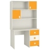Flora Kids Study Desk cum Bookshelf with Shuttered Cabinets Open Shelves and Drawers in Ivory Mango Yellow Colour