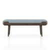 Nuvo Solid Wood Upholstered Bench In Danish Walnut Finish and Indigo Crest Colour