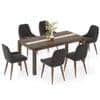 Atlas Crest Solid Wood 6 Seater Dining Table with 6 Rickman Lounge Chair