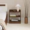 Nohee Engineered Wood Bedside Table in Brown Maple Finish