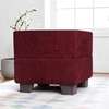 Iris Solid Wood Pouffee in Mossy Maroon Fabric